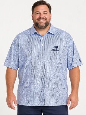 Draddy Mens US Open Performance Polo 2XL Honeycomb Print NWOT